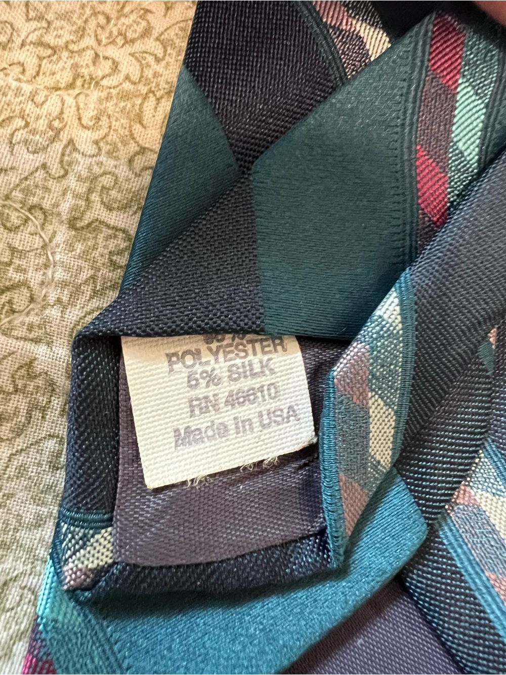 Vintage Men's Tie Lot 2pc Tergal Crest Striped Ram Tie Makers Teal Blue - Picture 8 of 8